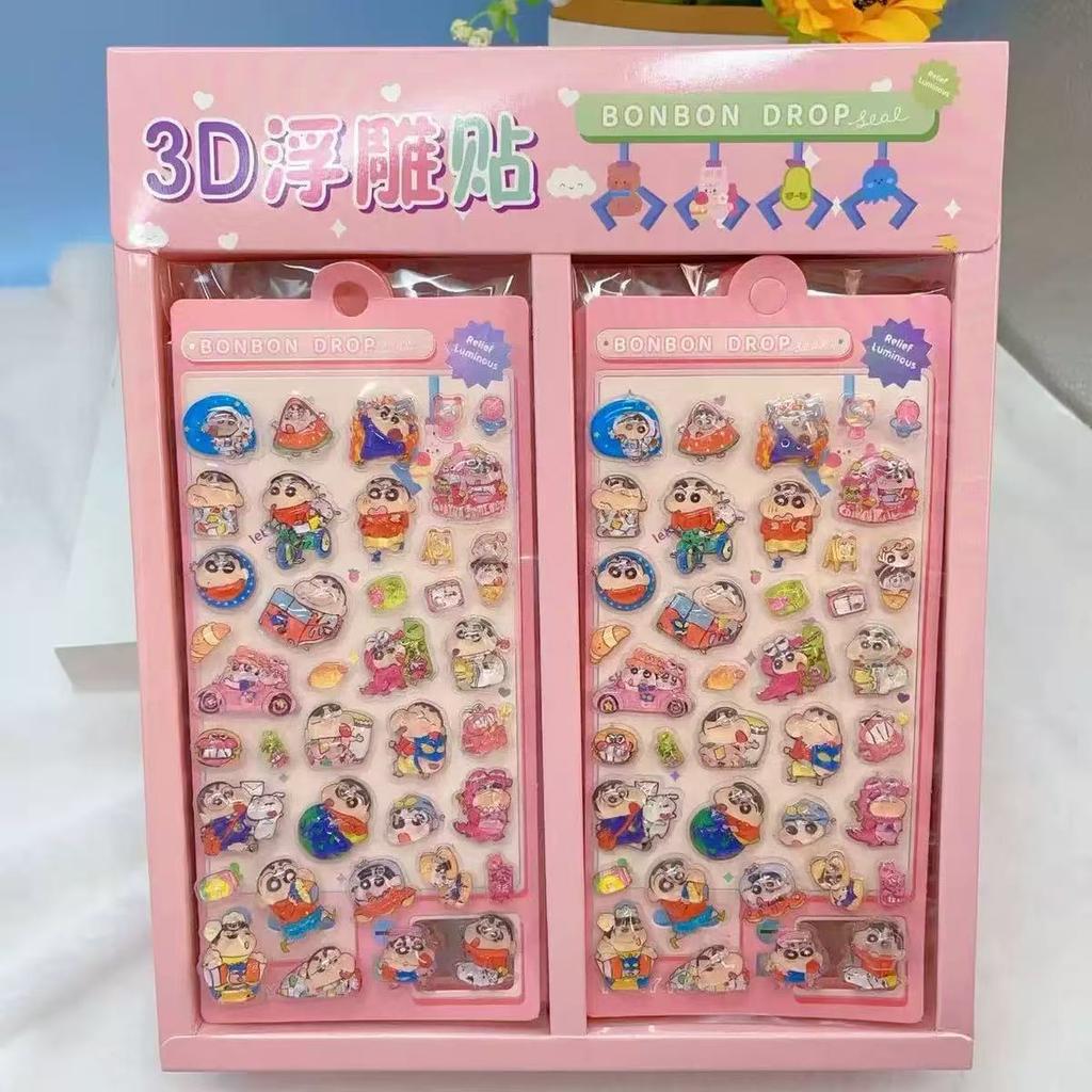 3d Hello Kitty Relief Crystal Stickers Diy Creative Decoration Crayon Shin-chan Crystal Stickers Phone Case Decoration Stickers