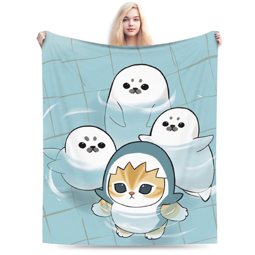 Mofusand Super Warm Blanket Kids Adult Plush Throw Blanket Funny Outdoor Flannel Bedspread Sofa Bed Cover