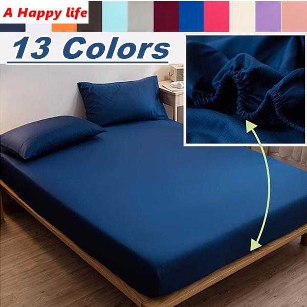Простыня на кровати с эластичной резинкой по всему периметру, сплошное цветное покрывало, защитный чехол, наматрасник, глубокий карман, без наволочки