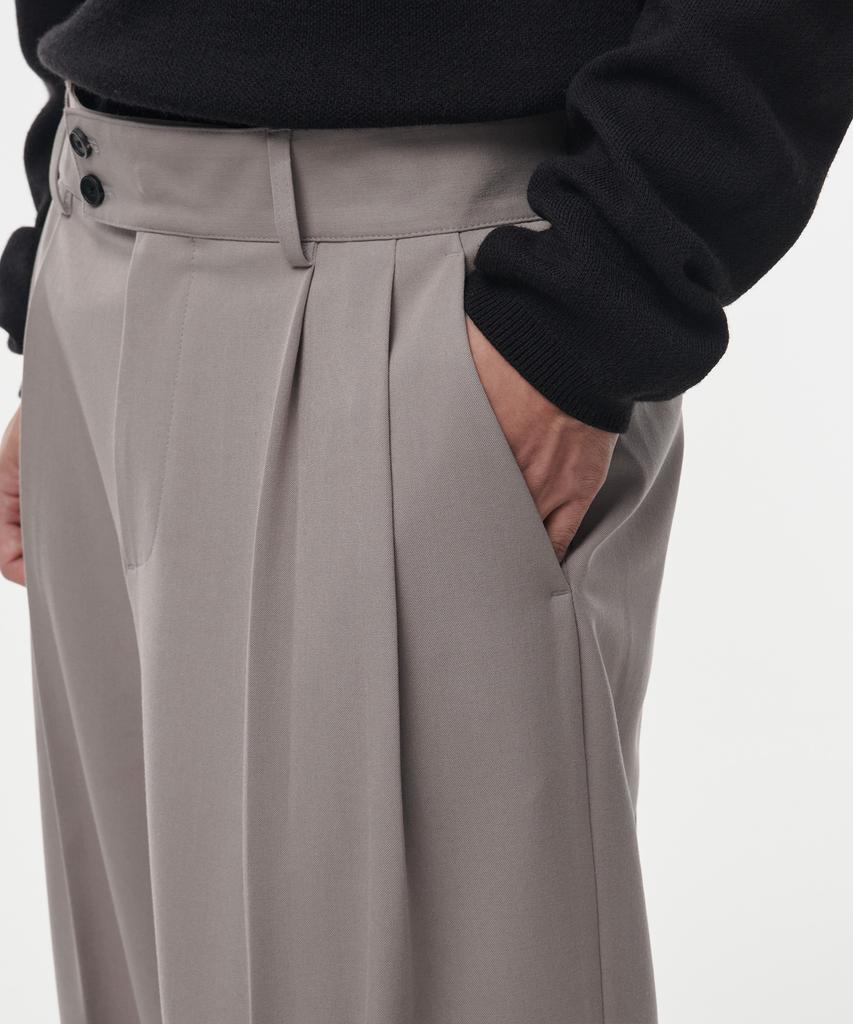 MUSINSA STANDARD Double Button Two-Pleat Wide Slacks [Grayish Beige]