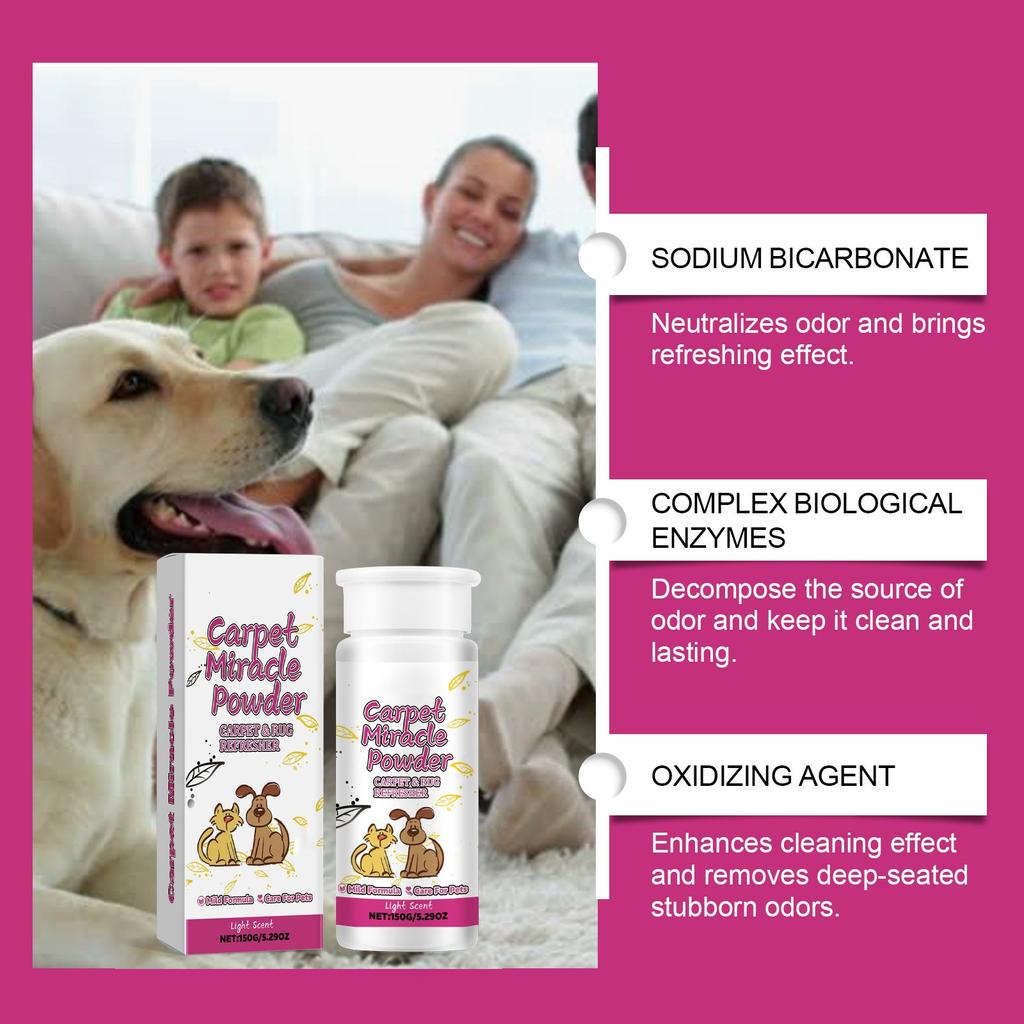 Освежитель для ковров и помещений для домашних животных, порошок для ковров, запах домашних животных, мягкое удаление запаха, 150 г