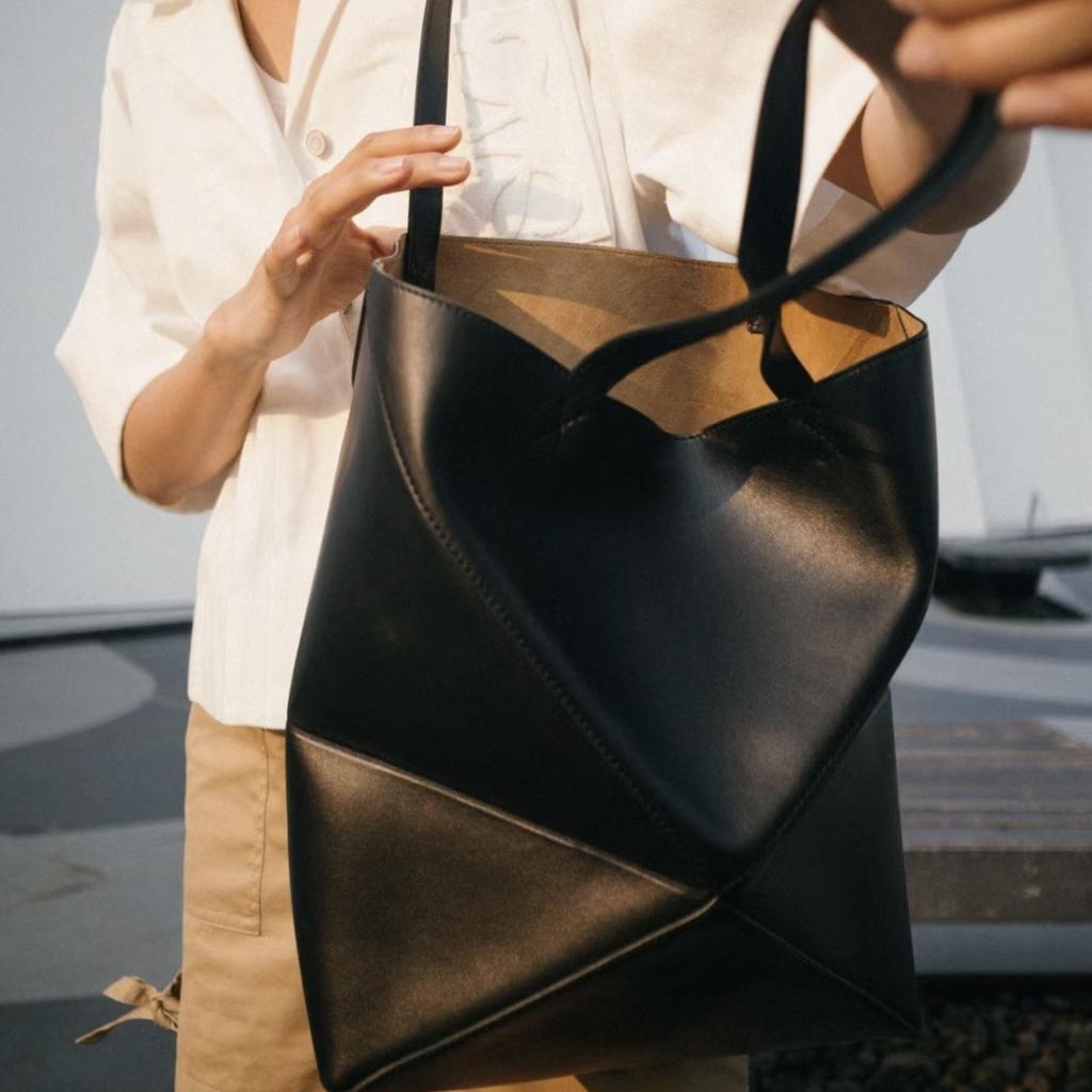 Кожаная складная сумка-тоут геометрической формы, вместительная, деформируемая, сумка через плечо на одно плечо, простая сумка для поездок на работу