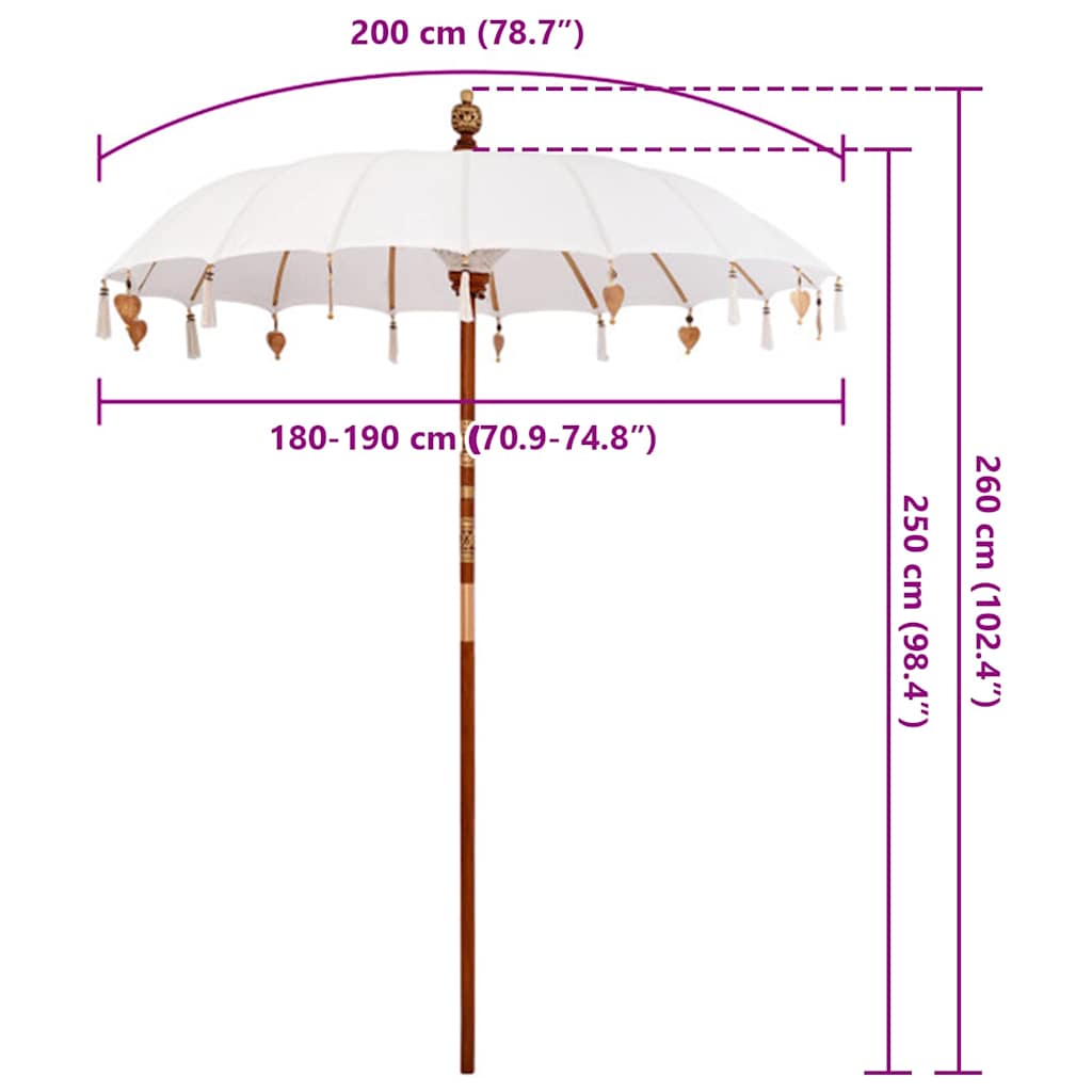 Balinese Sun Umbrella Cream 190 x 190 x 260 cm