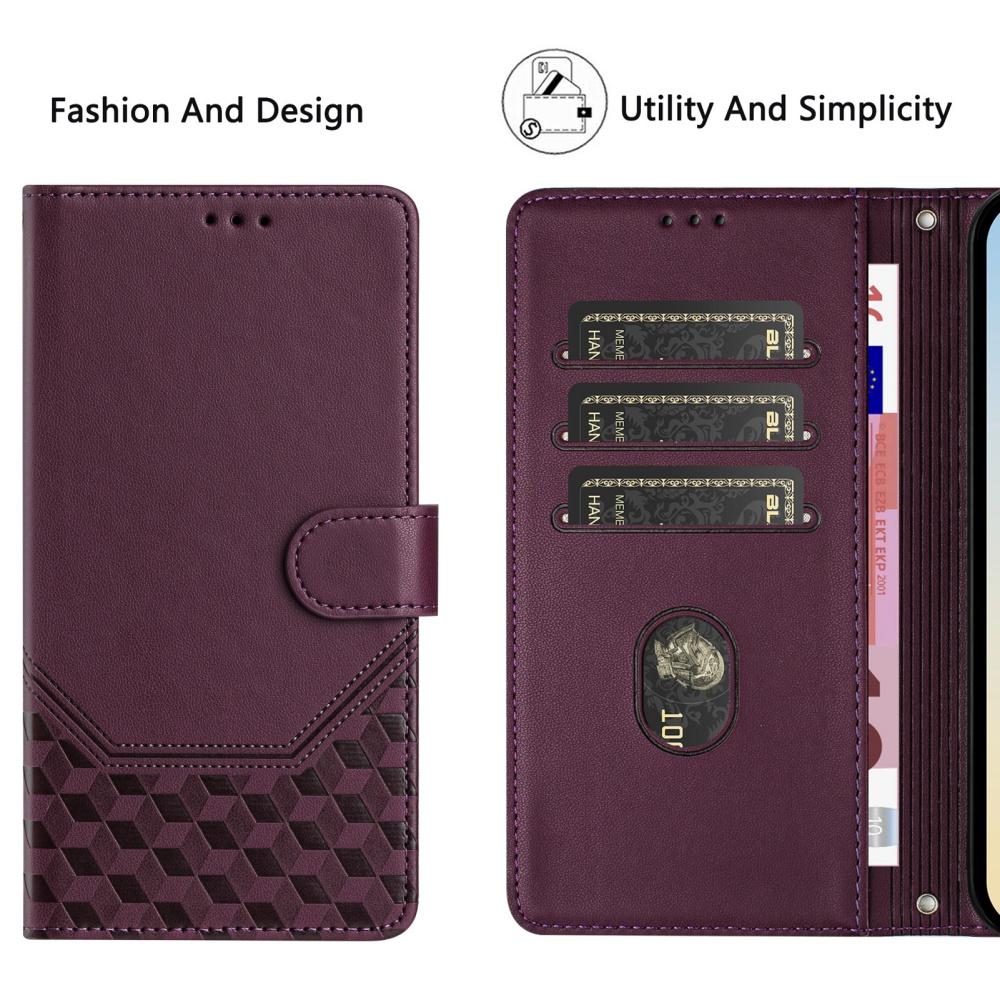 Luxury Honeycomb Texture Phone Case Magnetic Flip Wallet Cover for Honor 90 Lite, 80, 70, 60SE, 20S, 20, 9X, 9