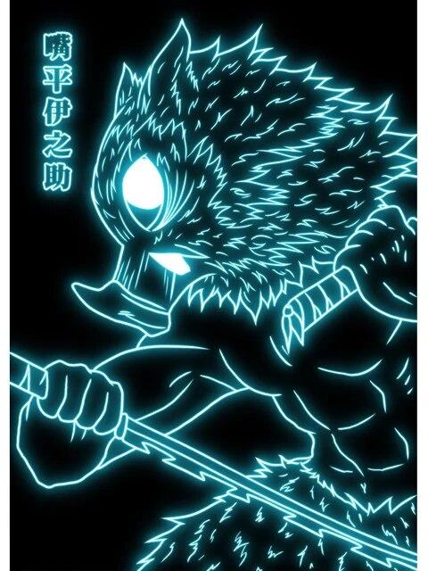 Неоновый стиль, убийца демонов, печать плакатов, японское аниме Zenitsu Agatsuma, рисунок на холсте, настенная живопись, картина для гостиной, домашний декор, без рамки