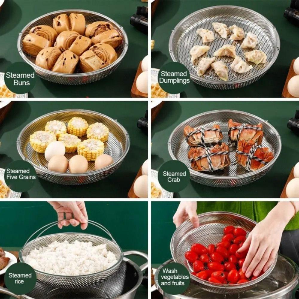 С ручкой пароварка складная корзина для слива для приготовления на пару риса булочек пельменей пароварочный поддон посуда
