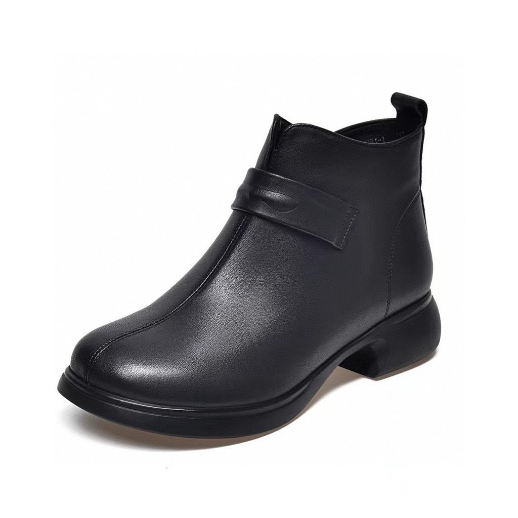 Женские ботильоны с круглым носком, новые простые темпераментные на плоской подошве, повседневные ботинки Мартина из первого слоя коровьей кожи, удобные ботильоны до щиколотки