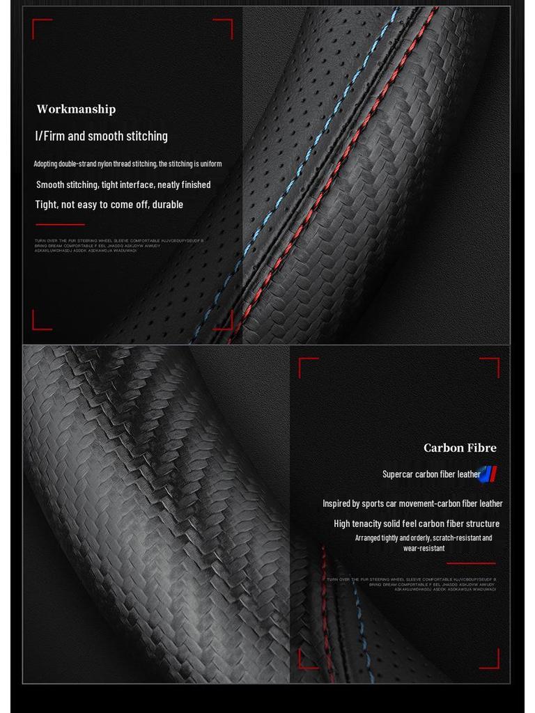 Genuine Leather Steering Wheel Cover for Jaguar XF, F-PACE, XEL, XFL, XJ, XE - All-Season, Non-Slip.