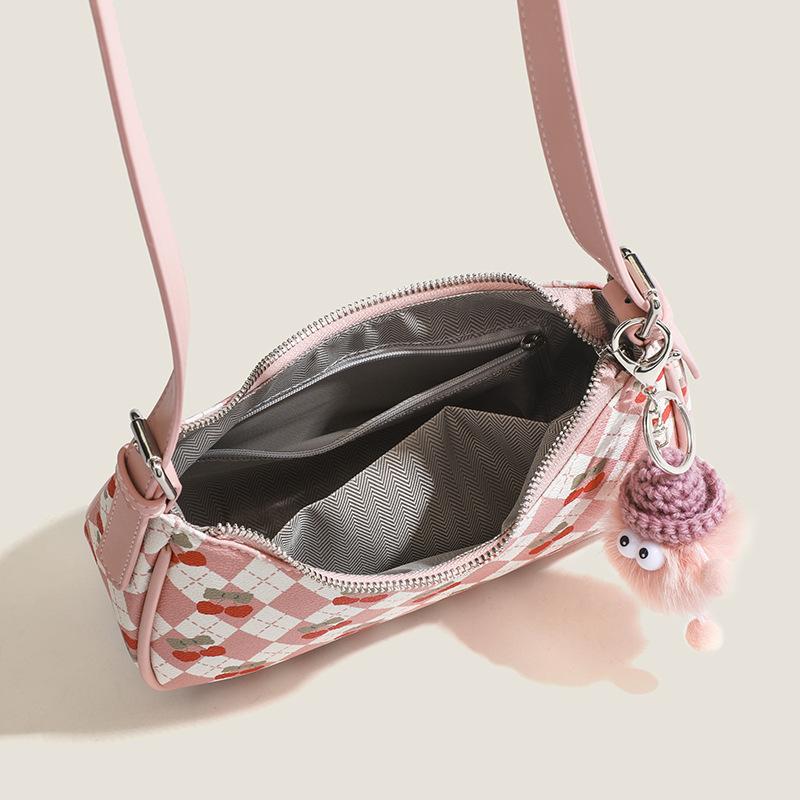 Сумка-полумесяц с осенним клубничным принтом, нишевый дизайн, высококачественная текстура, сумка для рук и подмышек, модная универсальная сумка