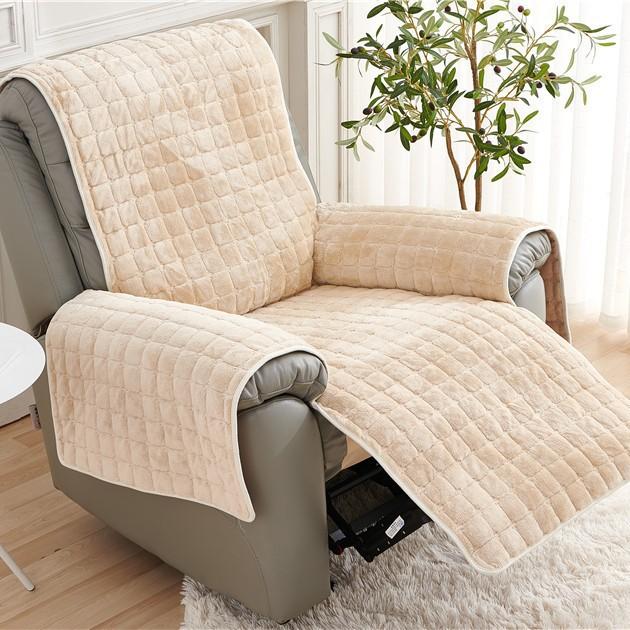 Recliner Leisure Sofa Protector Cover with Armrests Pockets Armchair Case Plush Sofa Cover Non-Slip Wear Resistant Chair Covers
