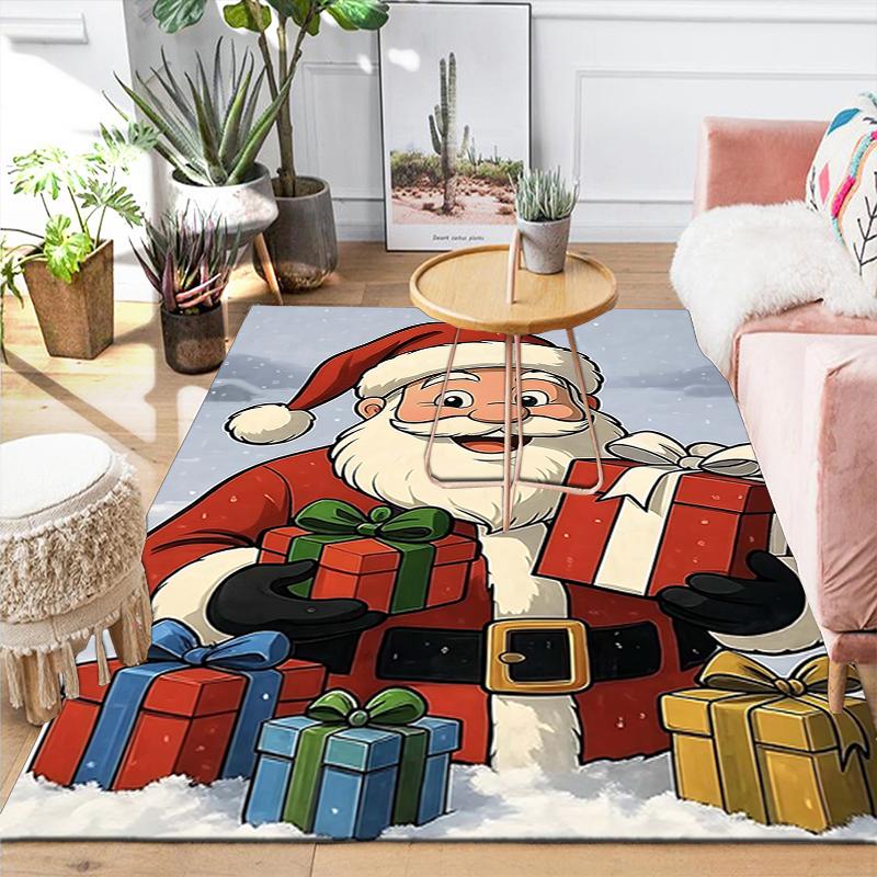 1Pc Christmas Candy Canes Rug Office Carpet Indoor Outdoor Doormat Nonslip Soft And Comfortable Living Room Christmas Halloween Gift D9186