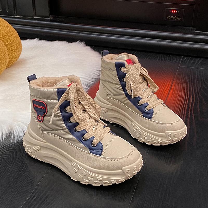 TUINANLE Женские ботильоны зимние плюшевые теплые высокие кроссовки для женщин прогулочные кроссовки нескользящие на открытом воздухе