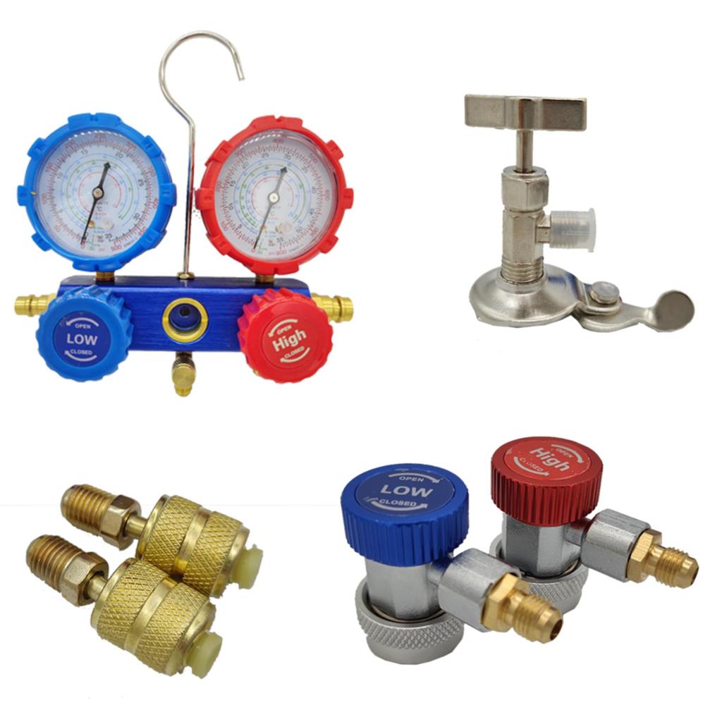 1 BOX Набор инструментов Набор автомобильных кондиционеров Манометр давления Адаптер шланга R22 R-410A R-134a R-404A Манометр хладагента