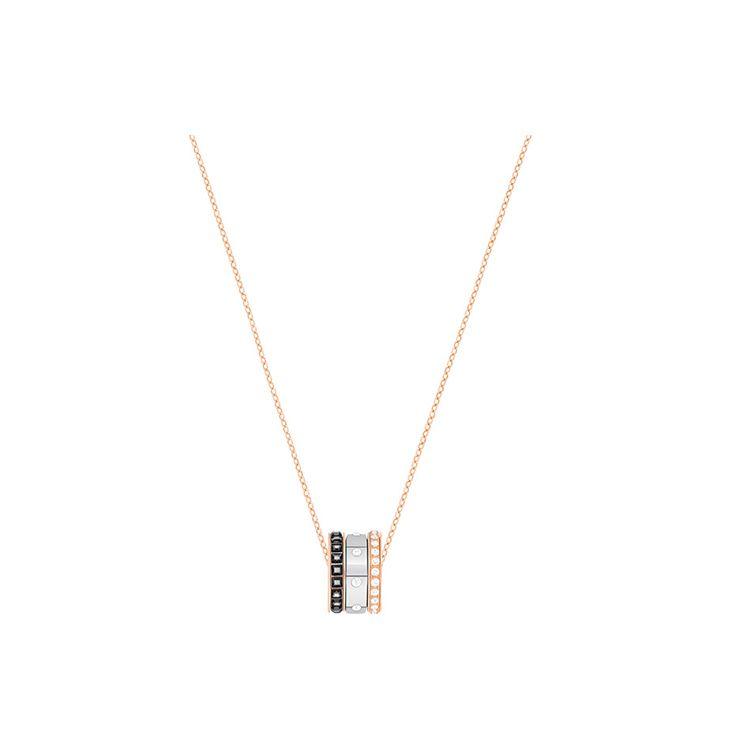 Swarovski Three Ring Pendant Necklace Elegant Luxury Multiple Metal Finishes Women necklace Black 5353666