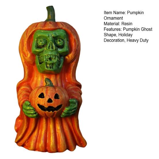 Halloween Pumpkin Ghost Statue Cartoon Skeleton Pumpkin Man Resin Figurine Sculpture Holiday Party Desktop Decoration Ornament