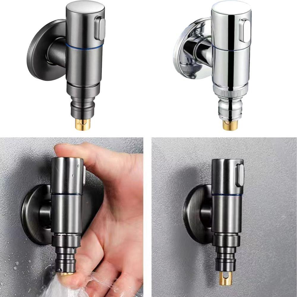 G1/2 Stainless Steel Water Tap Automatic Water Stop Valve Small Space Faucet  Flushing System