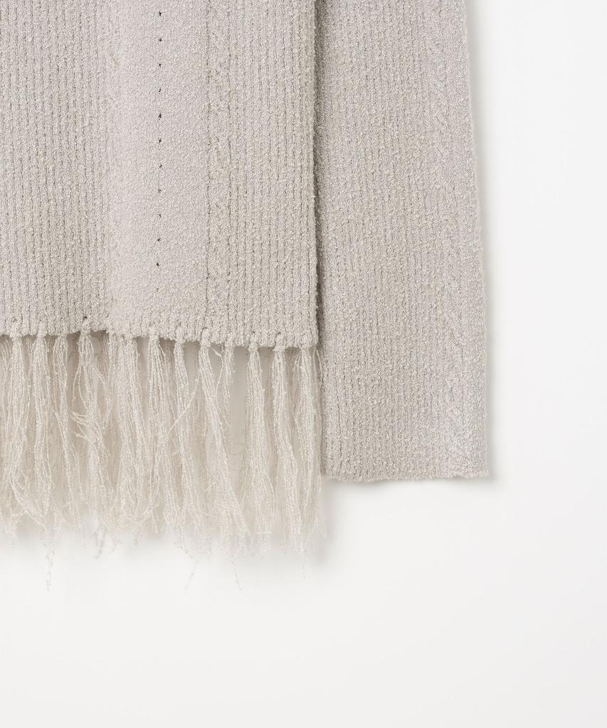 MILLO WOMEN Boucle Fringe Long Sleeve Knit [Ecru]