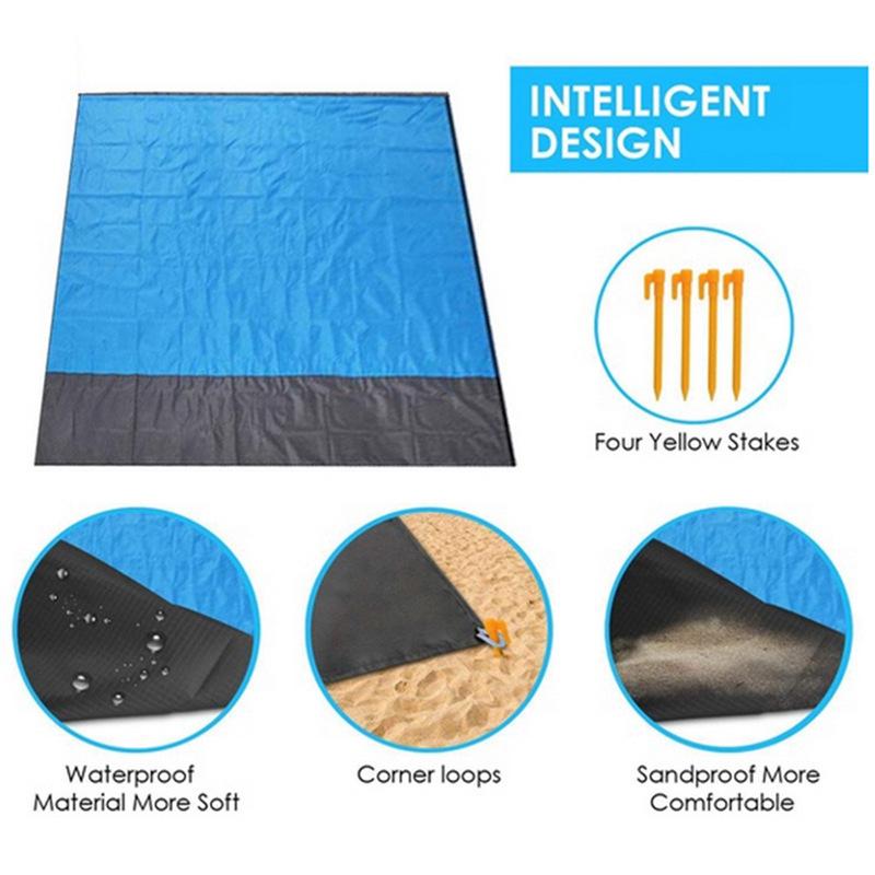 Beach Blanket Sandproof 200 X 140Cm Waterproof Beach Mat Lightweight Picnic Blanket For Travel Hiking Sports