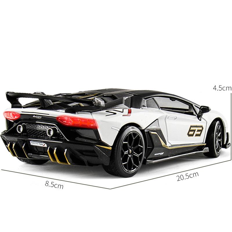 Масштаб 1/24 Lambo Aventador SVJ63, литая под давлением модель автомобиля, игрушечный автомобиль с откатным механизмом, звуком и светом для детей, коллекция подарков для мальчиков и девочек