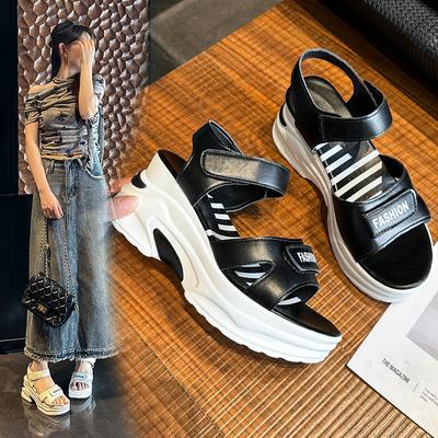 Женские летние спортивные пляжные сандалии большого размера на небольшой платформе-маффине