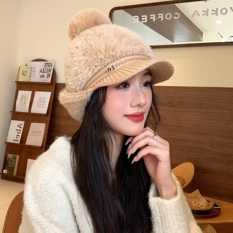 Новые осенне-зимние шапки для женщин, вязаные шерстяные шапки с защитой шеи и две бейсболки для зимы, теплые шапки для защиты ушей