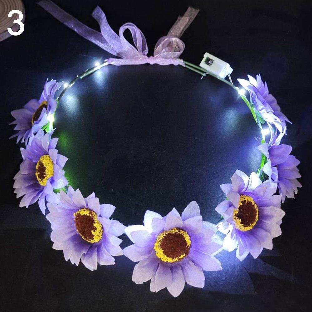Hairband Glowing LED Wreath Halloween Crown Flower Light Up Headband Christmas Party Decoration