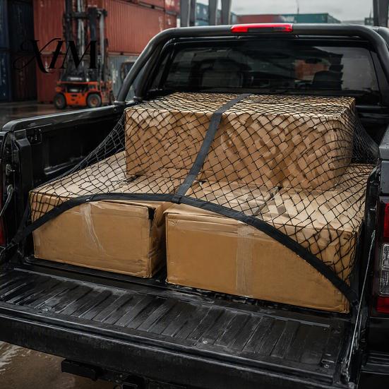 Self Driving Tour Gear Truck Cargo Net, Bed Organizer Stretchable Elastic Net Pickup with 4 Hooks for Bed, SUV Trunk Off Road Accessories