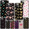 Cute Girly Pink Gold Hearts Case For Iphone 14 11 13 Pro Max 12 Mini Xr 7 8 Plus Se 2020 Xs 6 6s Coque Black Soft Phone Cover