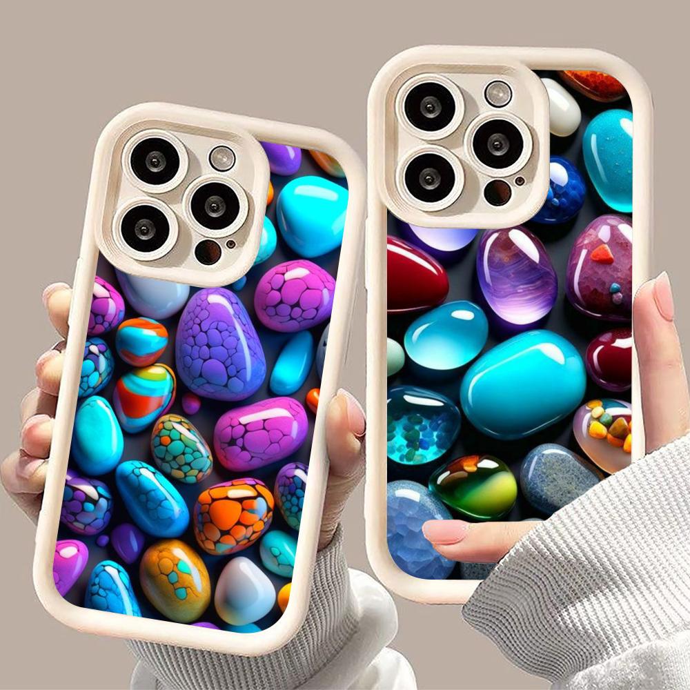 Aesthetic Stones Thicken TPU Mobile Phone Case for iPhone 17 16 15 14 13 12 11 Air Pro Max Plus Colorful Cover