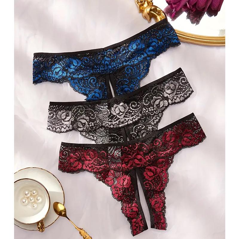 Lace See Through Panty Lingerie Sexy Women Hollow Out Erotic Transparent Crotchless Mini Culotte Underwear Exotic Clothing