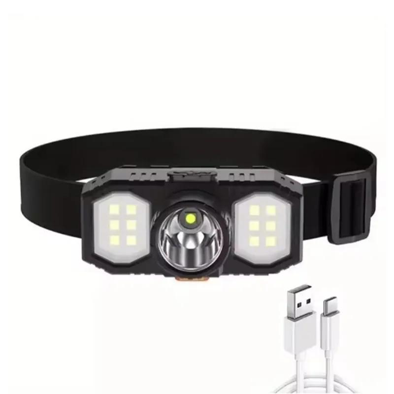 Powerful COB LED Headlamp 3 Lighting Modes Waterproof Head-mounted Flashlight Super Bright For Outdoor Camping Fishing Lighting