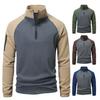 Fall Winter Men Top Half Zipper Stand Collar Neck Protecting Colorblock Polar Fleece Mid Length Pullover Sweatshirt for Streetwear School Dating
