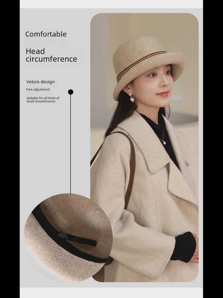 2023 Korean Style Women's Wool Felt Basin Hat - Autumn/Winter Fashion