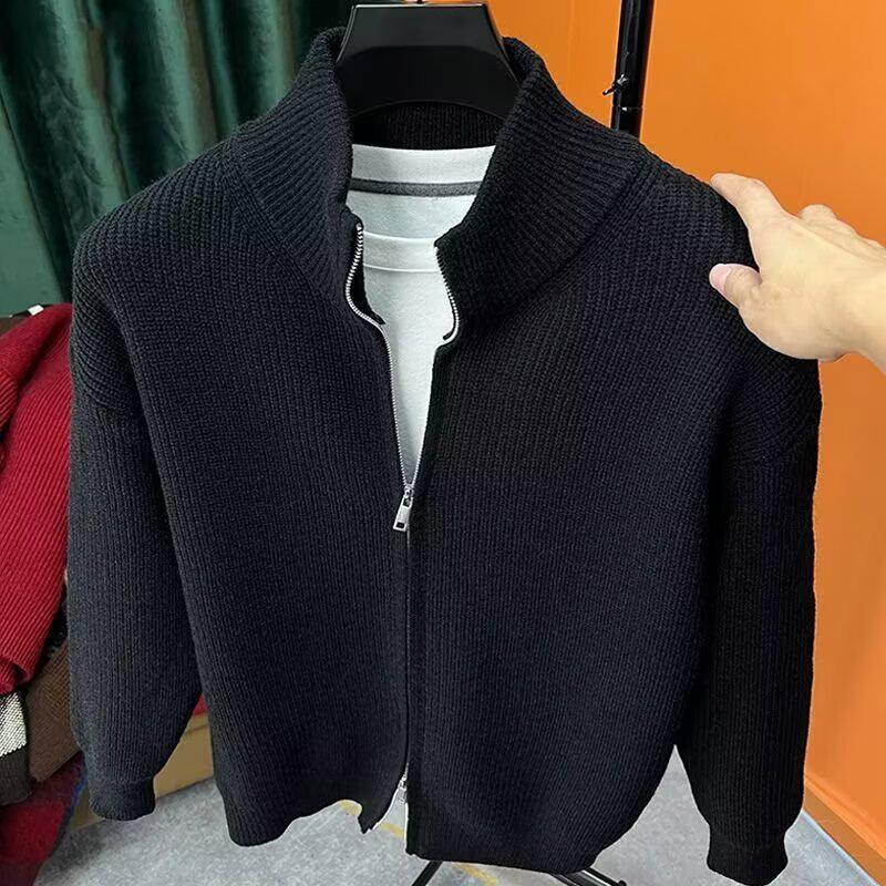 Men's Half-High Collar Zipper Cardigan: Autumn/Winter Loose Casual Knitwear, Korean Style Sweater Jacket