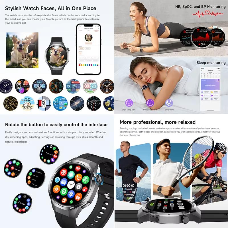 2025 Новые Смарт-часы с Bluetooth-звонком для мужчин, AMOLED HD большой экран, пульсометр, NFC, водонепроницаемость IP68, спорт, беспроводная зарядка для Xiaomi