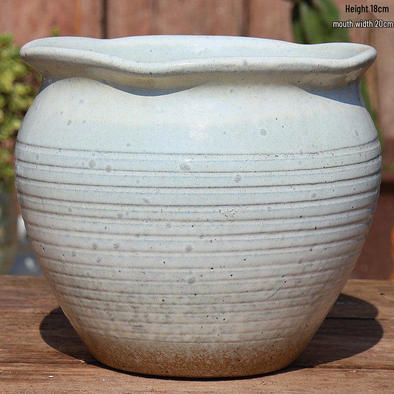 Large Ceramic Terracotta Flower Pot for Balcony and Living Room - Ideal for Succulents, Orchids, Green Radish, and Plants