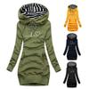 Old cho'ntakli uzun yengli o'rta uzunlikdagi pullover kaputi Ayollar kuzgi qishki yurak urishi bosilgan Slim Fit kaputli kozok Ustki kiyim