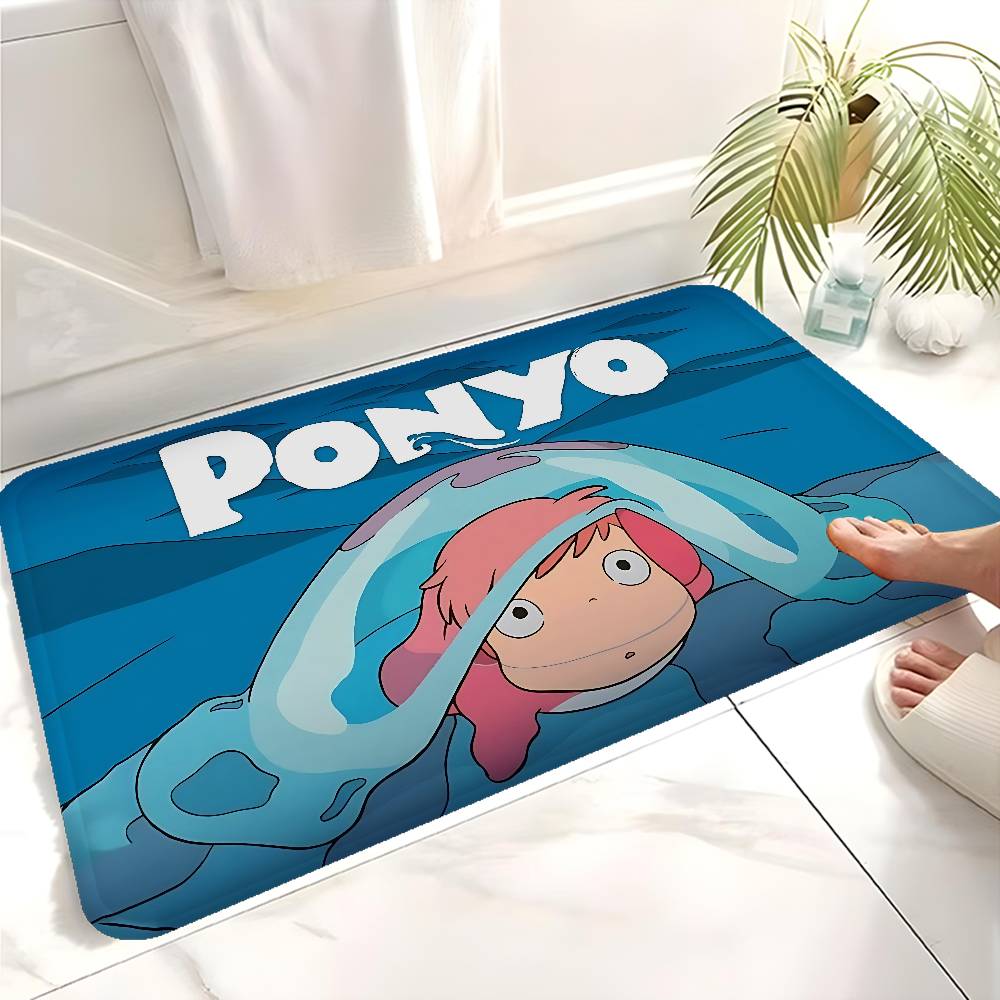 Cute P-Ponyo Movie On The Cliff Anime Floor Mat Rectangle Anti-slip Home Soft Badmat Front Door Indoor Outdoor Mat Welcome