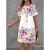 2026 новый европейский и американский 3D цифровая печать летнее платье с коротким рукавом женское цветочный узор пляжное платье женская одежда