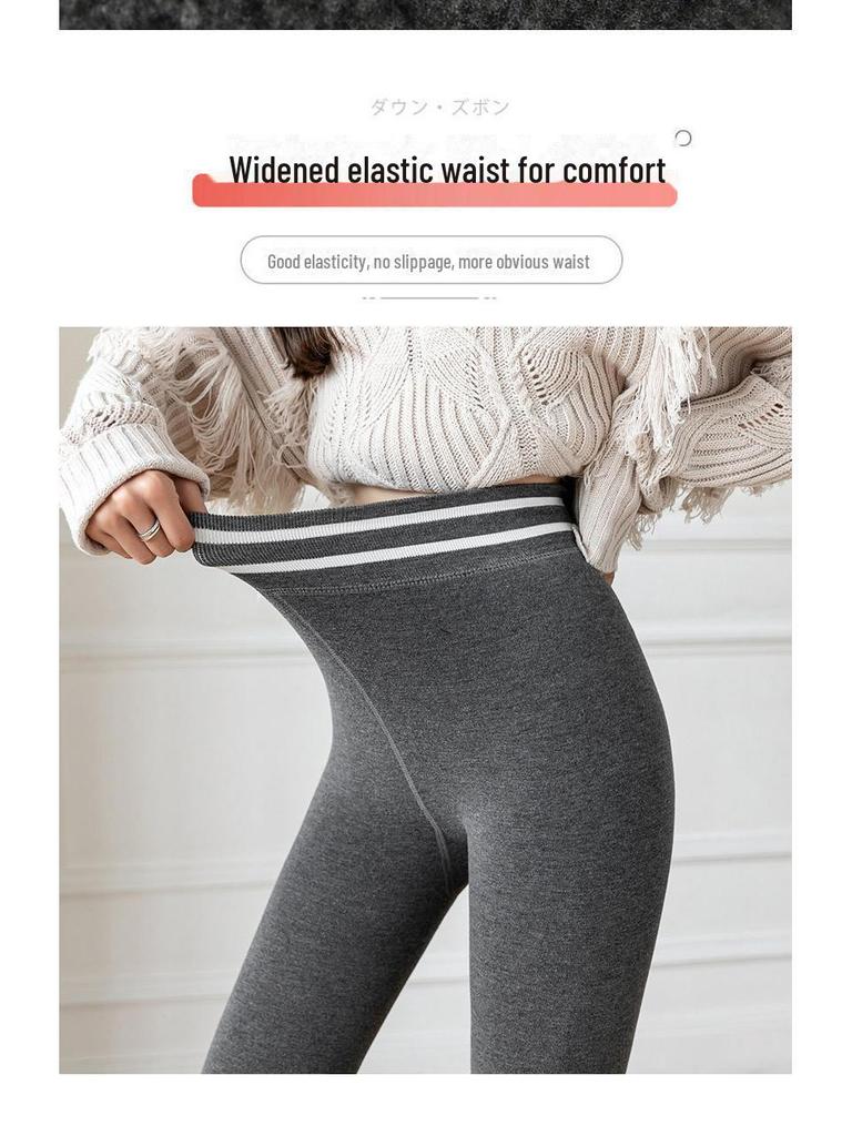 High Waist Velvet-Lined Women's Winter Leggings: Warm, Imitation Cashmere, Cotton Yoga Pants with Foot Straps