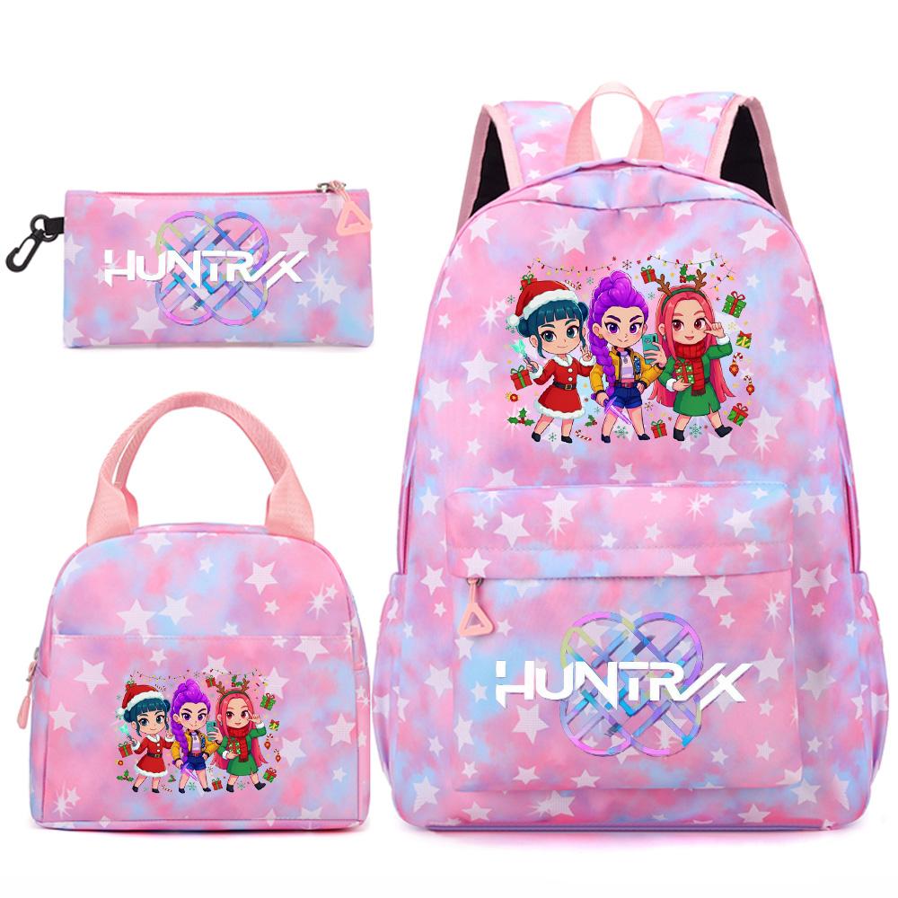 3Pcs/set Christmas Kpop Printed Backpack Handbag Pencil Case for Teenger Student Girl Boy Schoolbag Kid Bookbag Large Capacity Travel Bag Gift