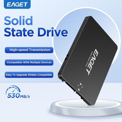 EAGET Портативный SSD-накопитель большой емкости Внутренний твердотельный жесткий диск 2,5-дюймовый SATA III Внутренний SSD До 550 МБ/с Модернизация ПК или ноутбука