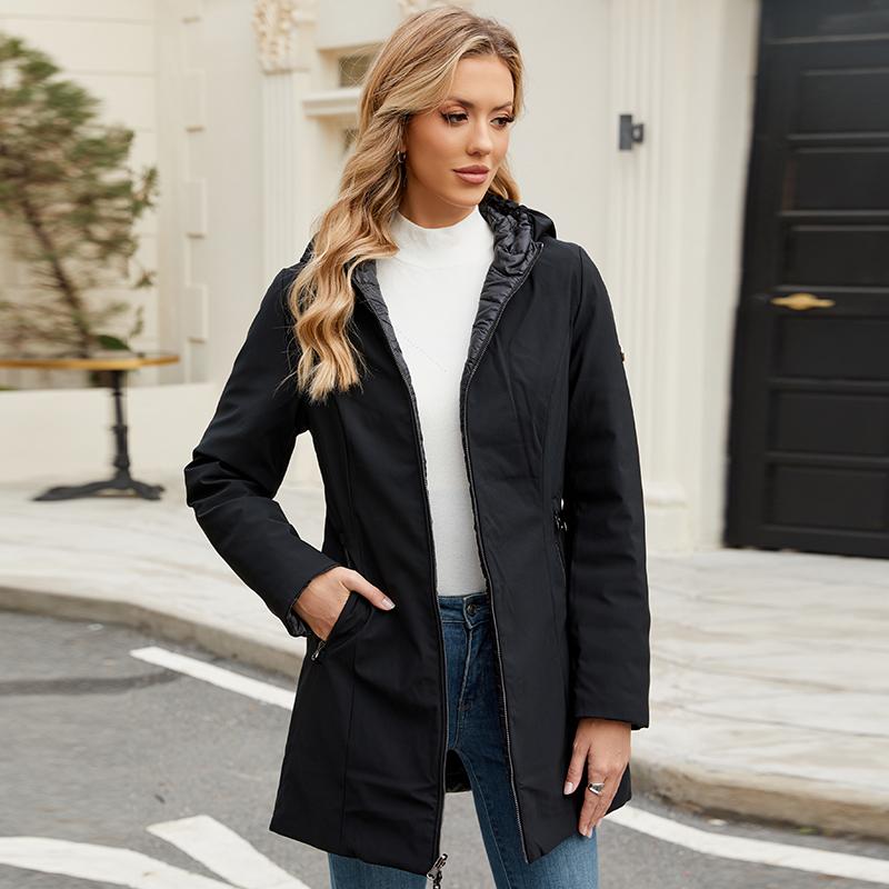 ziai Женская куртка осень-зима с капюшоном, на обе стороны, тонкая парка, теплое стеганое пальто с подкладкой, модная женская одежда ZR-1379