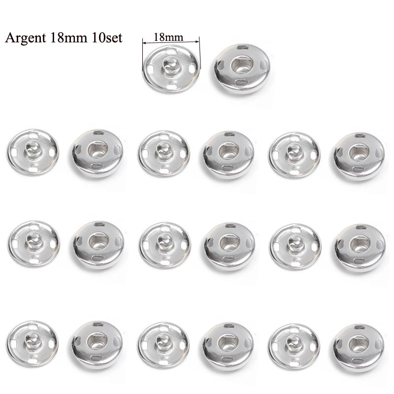 10-50 Sets Sew-On Snap Buttons Metal Snaps Fasteners Press Studs Buttons For Sewing, 10Mm And 21Mm,Black Silver And Golden