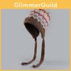 Floral Pattern Knitted Cap With No Brim And Ear Warmer For Fall Winter Outdoor Activities