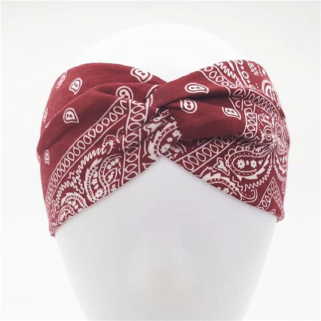 Bohemian Headband Women Boho Elastic Hairbands Sport Turban Head Wrap Cotton Bandage Beach Party Holiday Hair Accessories Fashion Summer