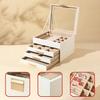 Коробка для хранения ювелирных изделий для трансграничной торговли: Четырехъярусный золотой ящик с окошками для ожерелий и серег