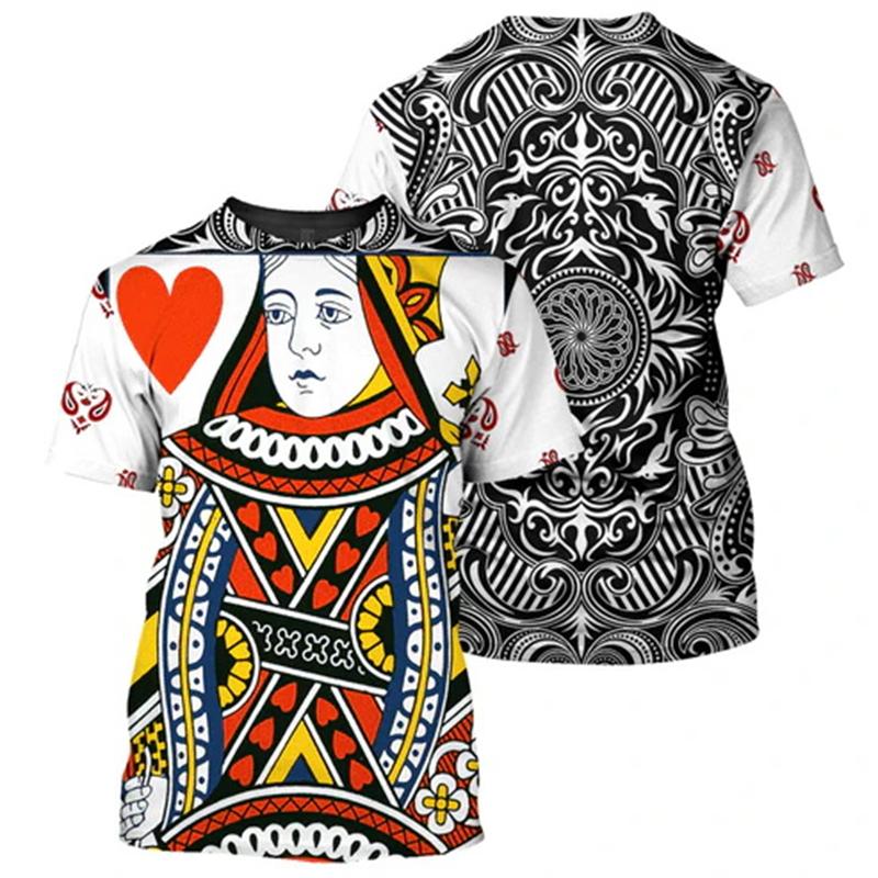 Косплей Смешной Костюм Покер Т-shirt 3D Печатный Мужская Футболка Харадзюку Y2k Мода Короткий Рукав Парная Футболка Летняя Уличная Одежда