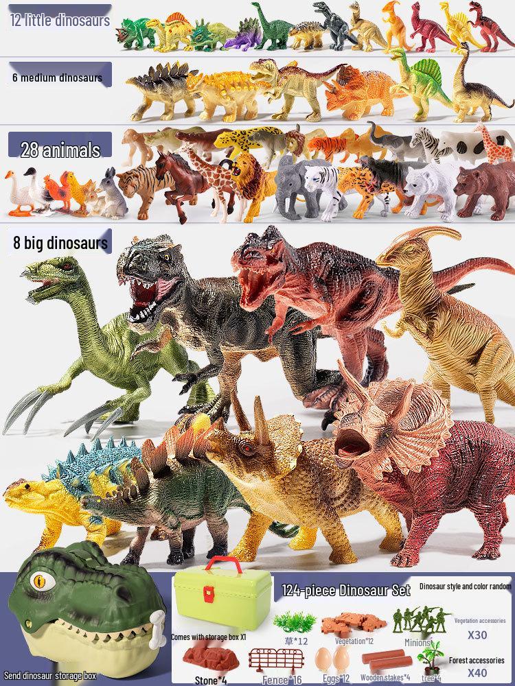 Soft Dinosaur Toys for Kids - Triceratops & Tyrannosaurus Rex Animal Figures Set