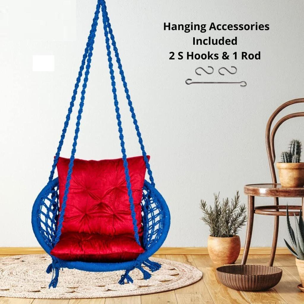 Хлопковое круглое кресло-качалка для взрослых для дома/Качели Jhula для балкона, в помещении/Подвесные качели-гамак/Деревянное кресло-качалка Unjal/Вместимость до 120 кг